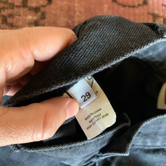 WOMEN'S OAK brand BLACK wavy jeans with side holes size 29 black - Picture 3 of 4